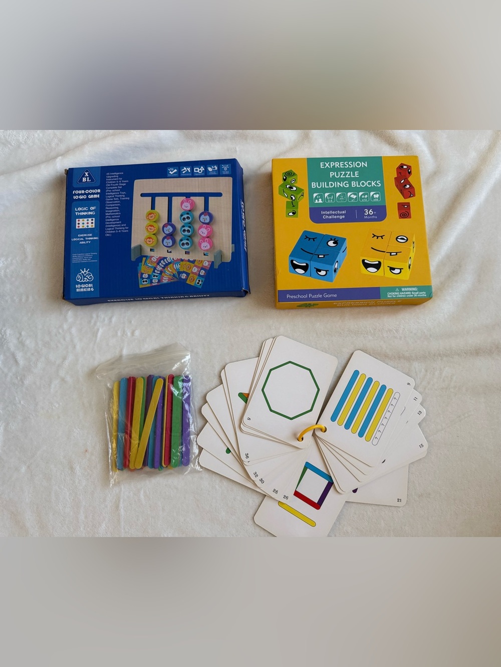 Four Color Logic Game + Expression Puzzle Building Blocks + - Picture 1 of 12